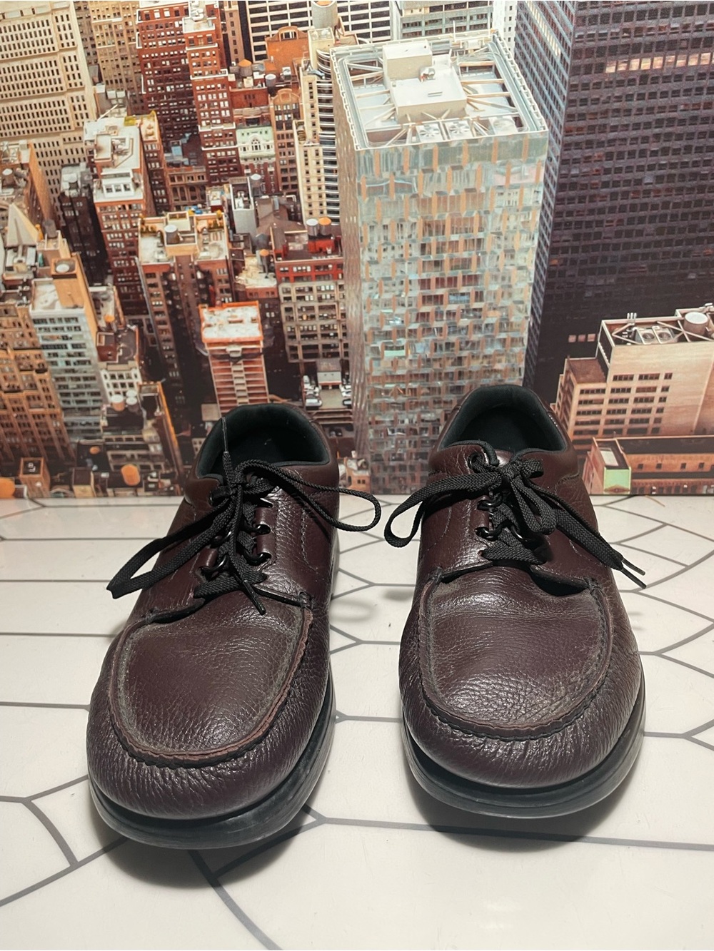 SAS Bout Time Lace up Loafer pebbled leather Mens size 11 W Brown